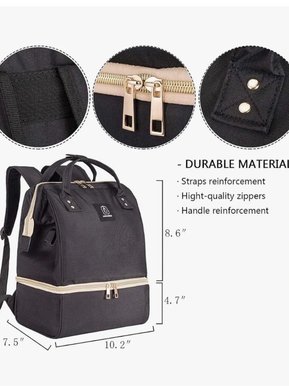 MOMIGO Breast pump Backpack, Black Insulated, Cooler, Bag